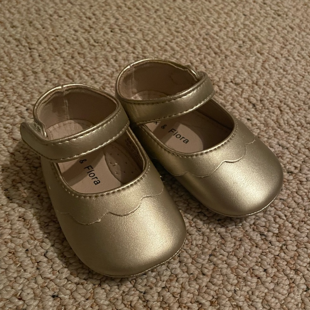 Gold Mary Jane Kids Shoes